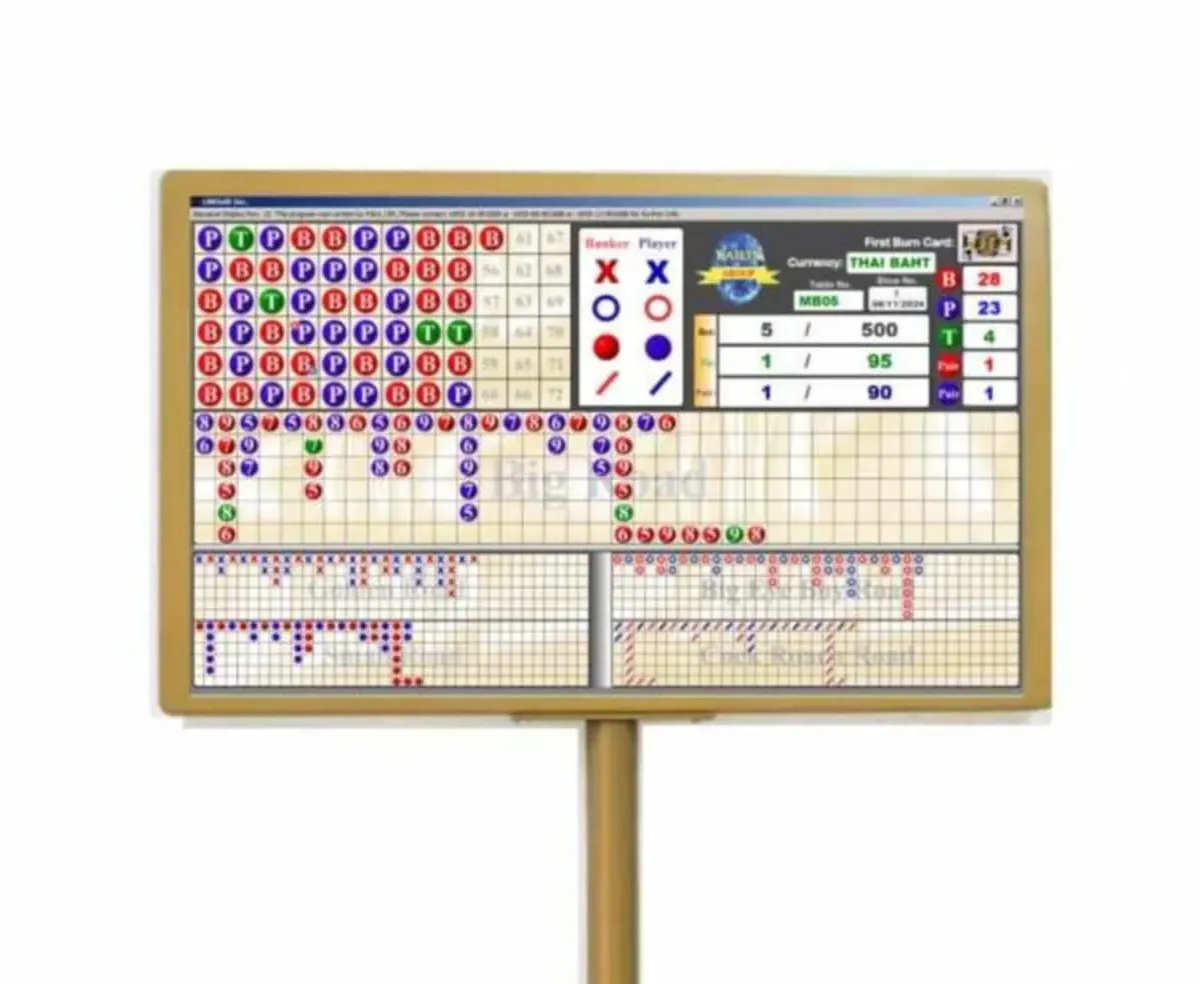 27-inch double-sided casino table game display monitor with gold surround finish, commonly used in Asian gaming floors.